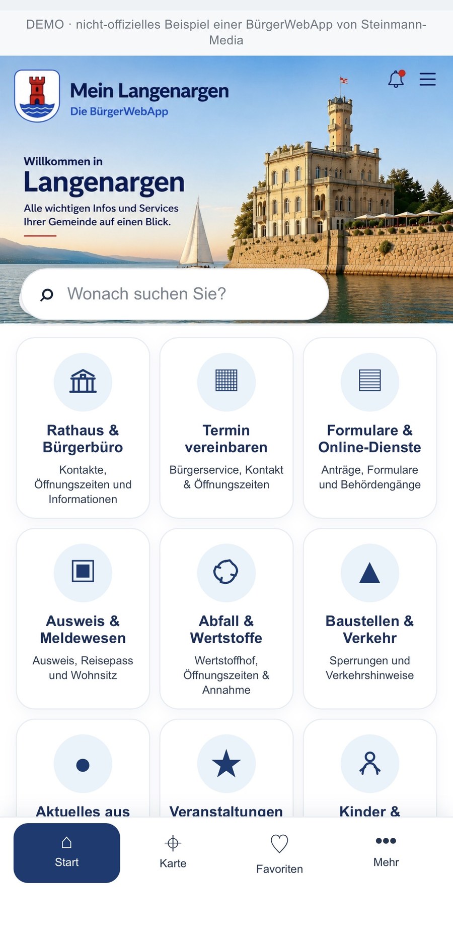 Demo der BürgerWebApp am Beispiel Langenargen
