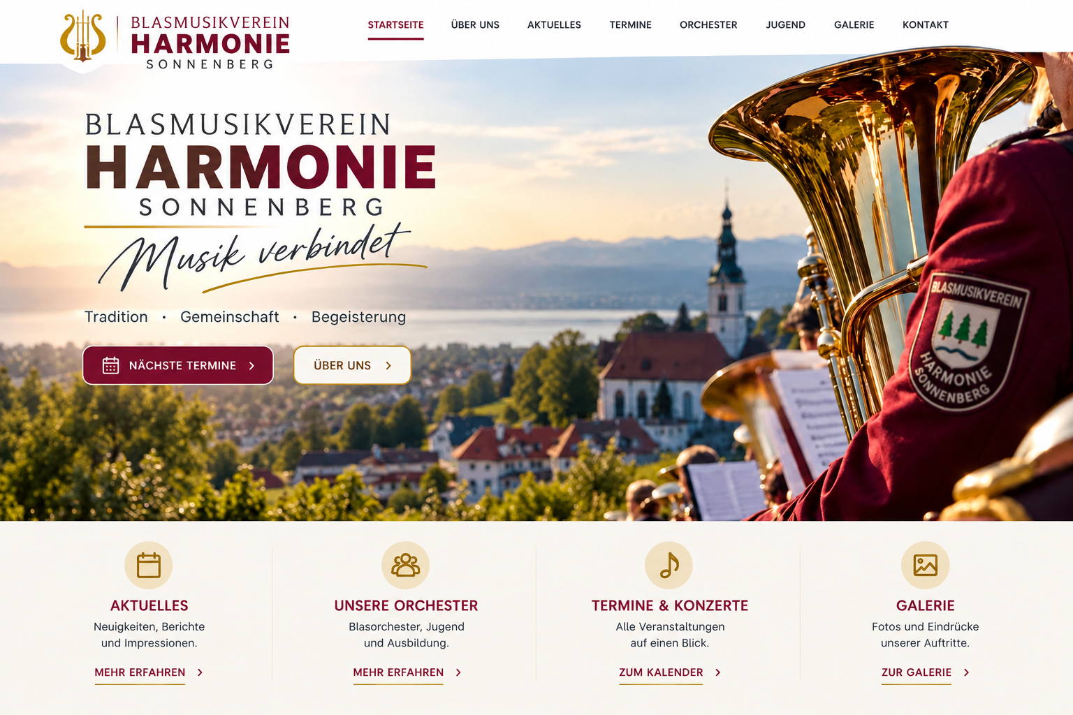 Beispiel einer modernen Webseite für einen Musikverein
